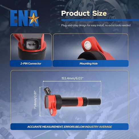 ENA Set of 4 Red Ignition Coil Packs for 1.8 2.0 L4 Compatible with Hyundai Kia Soul Forte Elantra GT Tucson 2011 2012 2013 2015 2016 2017 2018 Coils for UF651 C1804 273002E000 1788511 GN10633 5C1861 in Saudi Arabia