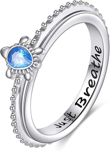 MONGAS Ladybug Feather Sea Turtle Mom Band Rings for Women Sterling Silver Ladybug Feather Sea Turtle Mom Thumb Rings Jewelry Gifts for Women in Saudi Arabia