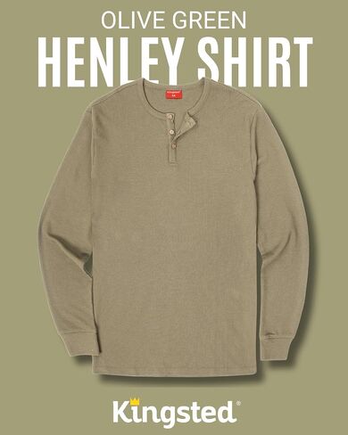 قمصان Kingsted Henley للرجال - أكمام طويلة وافل حراري Henley - أزرار على شكل قشرة جوز الهند - ملاءمة كلاسيكية مريحة in Kuwait