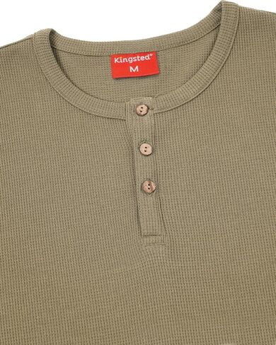 قمصان Kingsted Henley للرجال - أكمام طويلة وافل حراري Henley - أزرار على شكل قشرة جوز الهند - ملاءمة كلاسيكية مريحة in Kuwait