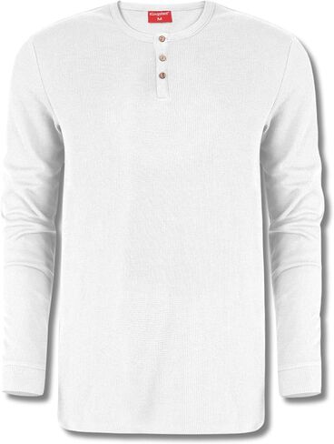 قمصان Kingsted Henley للرجال - أكمام طويلة وافل حراري Henley - أزرار على شكل قشرة جوز الهند - ملاءمة كلاسيكية مريحة in Kuwait