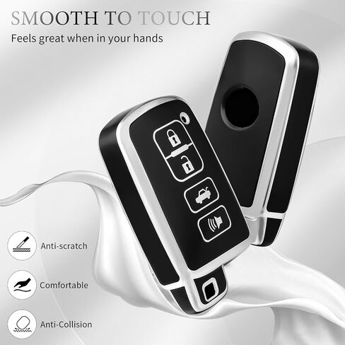 OFFCURVE for Toyota Key Fob Cover Special Key Fob Case Cover Holder for Toyota Tundra Tocoma Sequoia 4Runner Highlander RAV4 Camry Corolla Avalon, Silver White in Saudi Arabia
