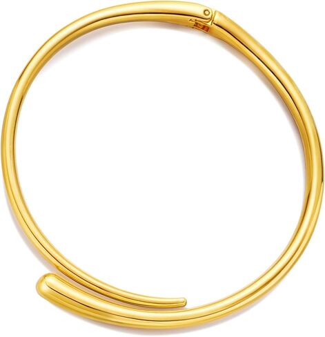 Chunky Teardrop Hoop Choker Necklace for Women - 18K Gold/Silver Plated Layered Collar, Geometric Statement Cuff Neckline Necklace Bold Dainty Trendy Jewelry in Saudi Arabia