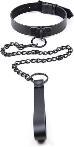 Trendy Black Leash Collars Set with Leather Choker Punk Necklace – Perfect Halloween & Christmas Gift in Saudi Arabia