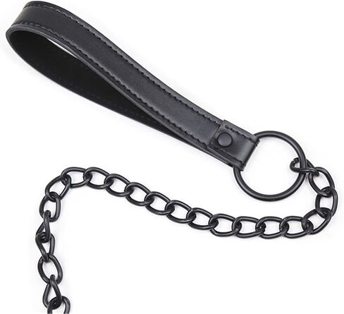 Trendy Black Leash Collars Set with Leather Choker Punk Necklace – Perfect Halloween & Christmas Gift in Saudi Arabia