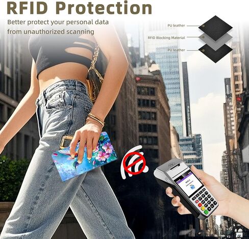 محفظة جلدية حجب RFID للنساء والرجال، حامل بطاقة ائتمان مدمج ثنائي الطي ملون على شكل طائر طنان مع حماية RFID، محفظة صغيرة نحيفة للسيدات الصغيرة in Kuwait