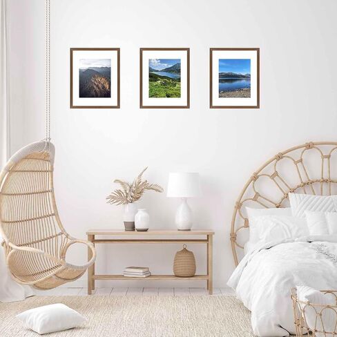 11x14 Picture Frame with 8x10 Mat, Display Photo 8x10 with Mat or 11 x 14 Without Mat, Wall Hanging Large Frame with Shatter Resistant Plexiglass, Brown in Saudi Arabia