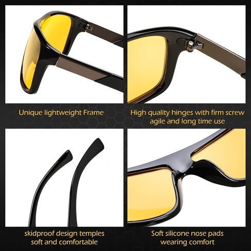 FEISEDY Night Vision Glasses Driving Sunglasses Polarized Dusk Rainy Day Anti Glare Yellow Lens Sun Glasses B0204 in Saudi Arabia