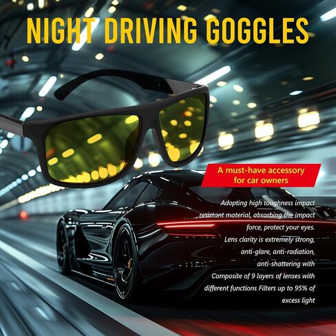 FEISEDY Night Vision Glasses Driving Sunglasses Polarized Dusk Rainy Day Anti Glare Yellow Lens Sun Glasses B0204 in Saudi Arabia