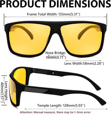 FEISEDY Night Vision Glasses Driving Sunglasses Polarized Dusk Rainy Day Anti Glare Yellow Lens Sun Glasses B0204 in Saudi Arabia