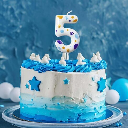 عدد الأزرق والأصفر الكلب مخلب تحت عنوان شموع عيد ميلاد، الكلب دورية القبعات العالية الشموع كب كيك ديكور للبنين بنات، سعيد الكرتون كعكة عيد ميلاد الشموع لوازم زينة الحفلات (5، أبيض) in Kuwait