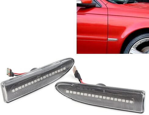 GZYF 1 Pair Dynamic Side Marker Light Turn Signal Lamp For Jaguar X-Type 2002 2003 2004 2005 2006 2007 2008 2009, Transparent in Saudi Arabia
