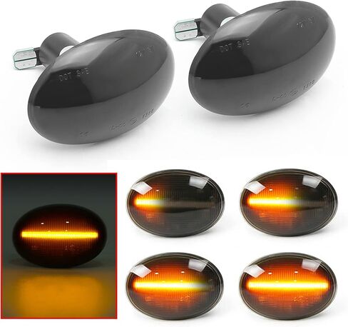 x xotic tech 2pcs Smoked Lens Dynamic Front Fender Side Marker Light Sequential Flowing LED Turn Signal Lamp Blinker,Compatible with Mini Cooper R55,R56,R57, R58, R59 (Amber 18-SMD) in Saudi Arabia