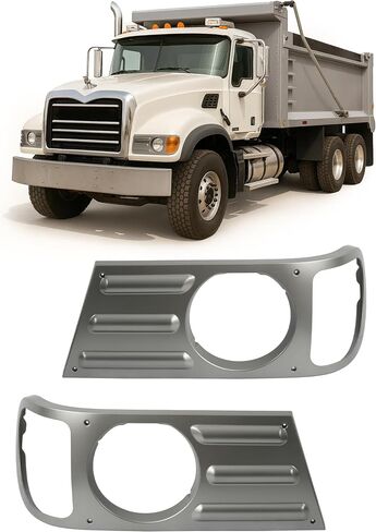 HECASA Front Pair Headlight Bezels Compatible with Mack CV713 Truck Front Light Lamp Headlamp Door Cover Trim Plastic(ABS) Driver & Passenger Side Chrome Silvery in Saudi Arabia