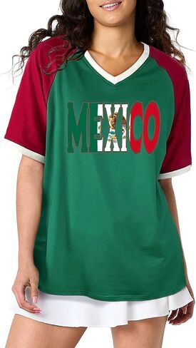 Brazil Shirt for Women Y2k Tops Short Sleeve T Shirts Brazil Jersey Contrast Binding V Neck Tee in Saudi Arabia