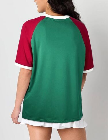 Brazil Shirt for Women Y2k Tops Short Sleeve T Shirts Brazil Jersey Contrast Binding V Neck Tee in Saudi Arabia