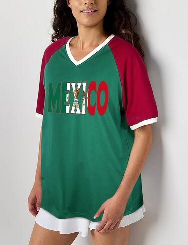Brazil Shirt for Women Y2k Tops Short Sleeve T Shirts Brazil Jersey Contrast Binding V Neck Tee in Saudi Arabia