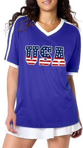 Brazil Shirt for Women Y2k Tops Short Sleeve T Shirts Brazil Jersey Contrast Binding V Neck Tee in Saudi Arabia