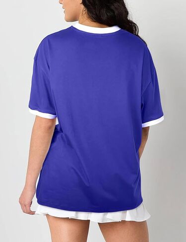 Brazil Shirt for Women Y2k Tops Short Sleeve T Shirts Brazil Jersey Contrast Binding V Neck Tee in Saudi Arabia