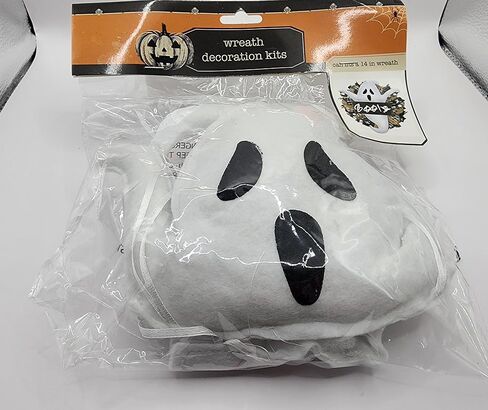 NB Halloween Ghost Wreath Decoration Kit Attaches to 14 Inch Wreath (Not Included) White & Black Spooky Halloween Decor Front Door in Saudi Arabia