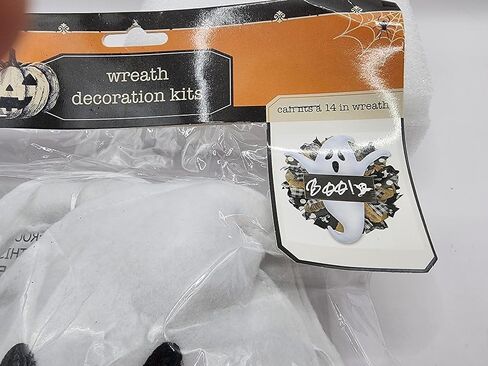 NB Halloween Ghost Wreath Decoration Kit Attaches to 14 Inch Wreath (Not Included) White & Black Spooky Halloween Decor Front Door in Saudi Arabia