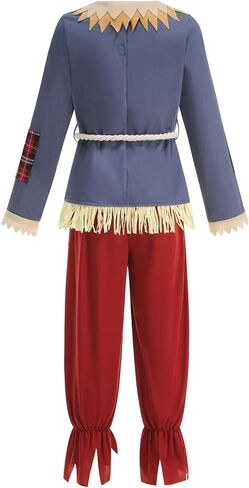 LMYOVE Scarecrow Costume for Kids Patch Leisure Pastoral Style Blue Long Sleeves Halloween Dress Up Outfit in Saudi Arabia