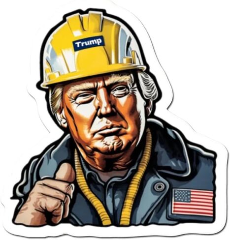 Trump Hard Hat Sticker Blue Collar Construction Workers 4 inch Full Color Indoor Outdoor Vinyl Decal in Saudi Arabia
