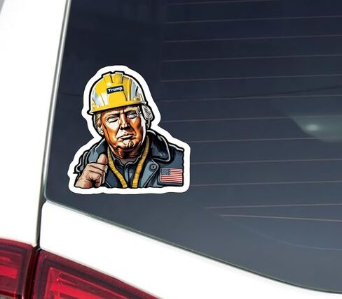 Trump Hard Hat Sticker Blue Collar Construction Workers 4 inch Full Color Indoor Outdoor Vinyl Decal in Saudi Arabia