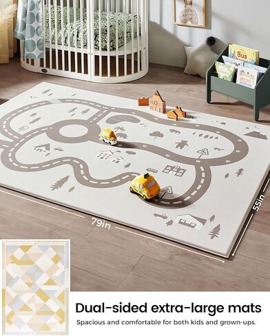 سجادة لعب الأطفال تايني لاند قابلة للعكس مقاس 78 بوصة × 55 بوصة مقاومة للماء وغير قابلة للانزلاق، سجادة أرضية إسفنجية عديمة الرائحة للرضع والأطفال الصغار (الحجلة الكونية) in Kuwait