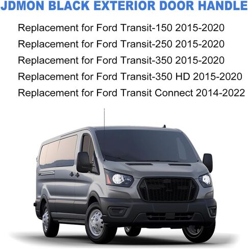 JDMON الخارجي مقبض الباب المنزلق للسائق الخلفي أو استبدال الركاب الأيمن لـ Ford Transit 150 250 350 HD 2015 2016 2017 2018 2019 2020 2021 2022 يستبدل BK2Z-6126604-A 97699 in Saudi Arabia