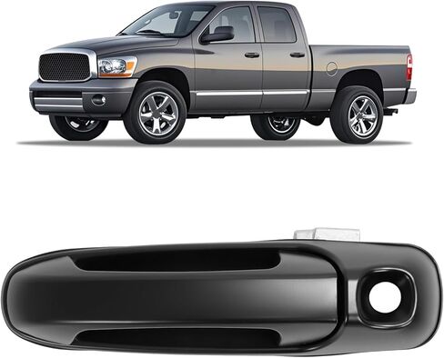 Exterior Door Handle Compatible with 2002-2011 Dodge Ram 1500 2500 3500 Dakota, Replace for 55275948AB-PFM, 55275684AB-PFM, 55275685AB-PFM, Front and Rear Set of 4 Outside Handle Painted Black in Saudi Arabia