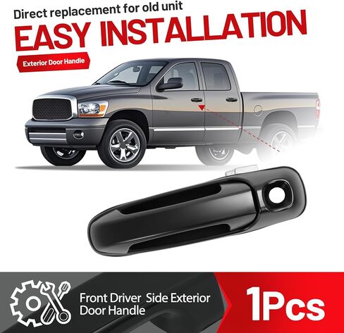 Exterior Door Handle Compatible with 2002-2011 Dodge Ram 1500 2500 3500 Dakota, Replace for 55275948AB-PFM, 55275684AB-PFM, 55275685AB-PFM, Front and Rear Set of 4 Outside Handle Painted Black in Saudi Arabia