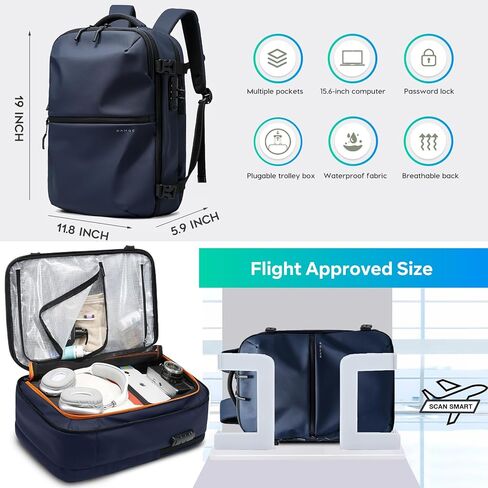 BANGE Travel Backpack for Men, Waterproof Lightweight Laptop Backpack for Business and Work, Anti Theft Rucksack for Men and Women in Kuwait