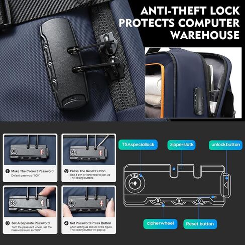 BANGE Travel Backpack for Men, Waterproof Lightweight Laptop Backpack for Business and Work, Anti Theft Rucksack for Men and Women in Kuwait