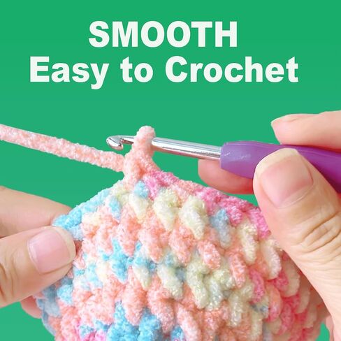 Super Soft Velvet Chenille Yarn for Crocheting and Knitting-Easy to Crochet-Bulky, 3.5oz/93yds of Each Skein-Chunky Plush Yarn for Hand Craft Blanket Ammigurumi DIY (Pastel Rainbow, 3 Pack) in Kuwait