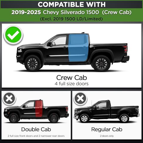 6" Running Boards Compatible with 2019-2025 Chevy Silverado 1500 Crew Cab, Black Aluminum Alloy Side Step Rails Nerf Bars for Truck in Kuwait