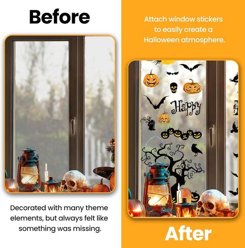 3PCS Halloween Window Stickers - Witch & Pumpkin Decor, Easy to Arrange for Festive Displays in Saudi Arabia