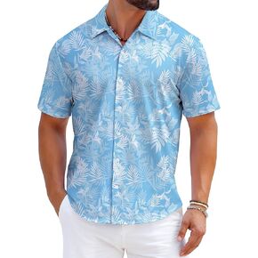 zeetoo Men's Hawaiian Shirts Short Sleeve Wrinkle Free Button Down Tropical Floral Holiday Beach Shirt in Kuwait
