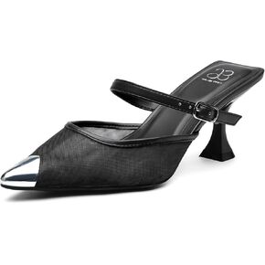 حذاء نسائي من NEWBELLA بكعب قطة مغلق من الأمام - صنادل شبكية أنيقة بكعب من الحديد، أحذية أنيقة سهلة الارتداء للمكتب والحفلات والارتداء اليومي المريح in Kuwait