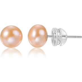 Small Pearl Earrings,Handpicked Freshwater Pearl 6~10mm,Sterling Silver Stud Hypoallergenic Earrings For Women,Perfect For Gift in Saudi Arabia
