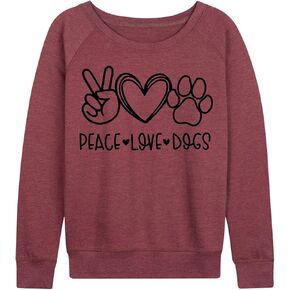 رسالة فورية - Peace Love Dogs - قميص نسائي خفيف الوزن من تيري الفرنسي بأكمام طويلة in Kuwait