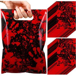 100 Pcs Halloween Goody Bags,Scary Halloween Candy Bags Bloody Cellophane Bag Halloween Treat Bags Handprint Gift Bags for Horror Zombie Splatter Trick or Treat Party Favors,9.8x6.7 Inch in Saudi Arabia