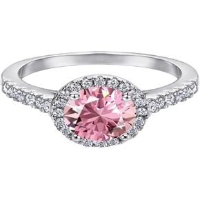 YOKI LUNARIA 925 Sterling Silver Engagement Ring, Pink Zirconia Center Stone, Halo Design in Saudi Arabia