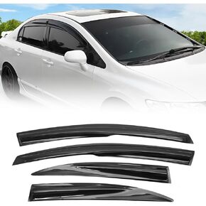 FREEMOTOR802 Tape-on Window Visors Compatible with 2006-2011 Honda Civic Sedan 4-Door, Side Wind Deflectors Rain Guards Vent Visors, Mugen Style Smoke Tinted Acrylic 4 Pieces in Saudi Arabia