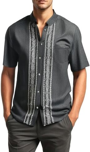 قمصان Unik الرجالية عالية الجودة Guayabera، بأزرار سفلية، وتطريز مفصل، وخياطة دقيقة، مقاسات S-XL in Kuwait