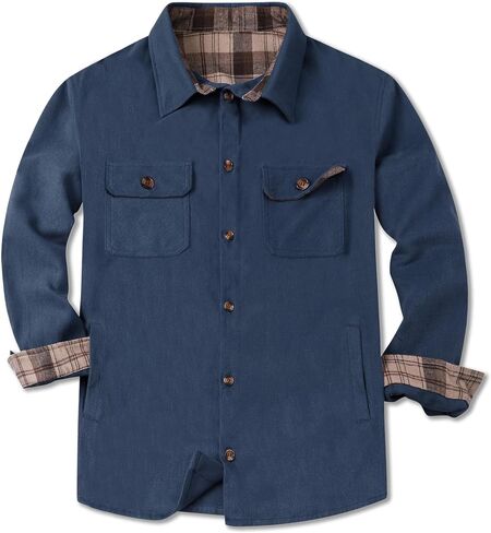 Cromoncent Mens Flannel Shirts Business Casual Long Sleeve Button Down Shirts in Saudi Arabia