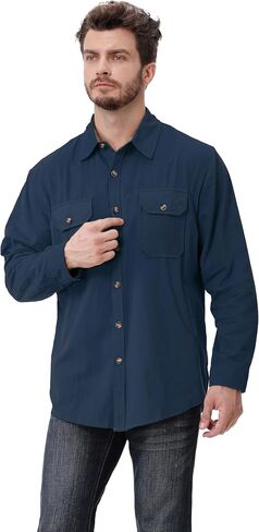 Cromoncent Mens Flannel Shirts Business Casual Long Sleeve Button Down Shirts in Saudi Arabia