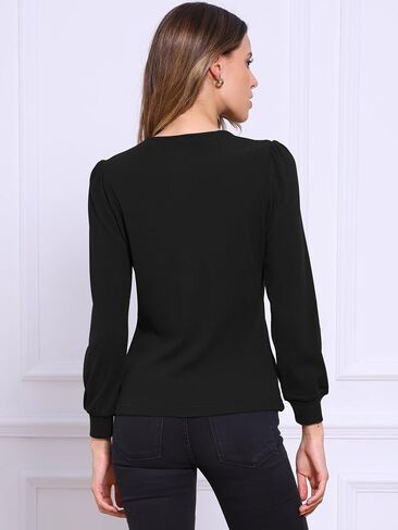 Allegra K Long Sleeve Shirts for Women Casual Crew Neck Tops Fall Blouses in Saudi Arabia