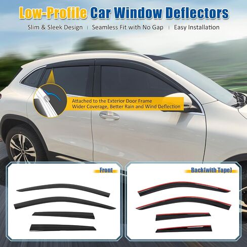 FREEMOTOR802 Low-Profile Window Deflectors Fits 2018-2024 Audi Q5 SQ5 (Not Sportback) | Tape-on Mount Rain Guards Side Window Visors Wind Deflectors Dark Tinted Acrylic 4-Piece in Saudi Arabia
