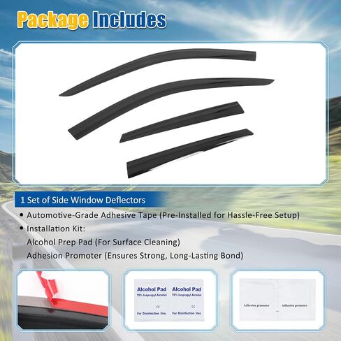 FREEMOTOR802 Low-Profile Window Deflectors Fits 2018-2024 Audi Q5 SQ5 (Not Sportback) | Tape-on Mount Rain Guards Side Window Visors Wind Deflectors Dark Tinted Acrylic 4-Piece in Saudi Arabia